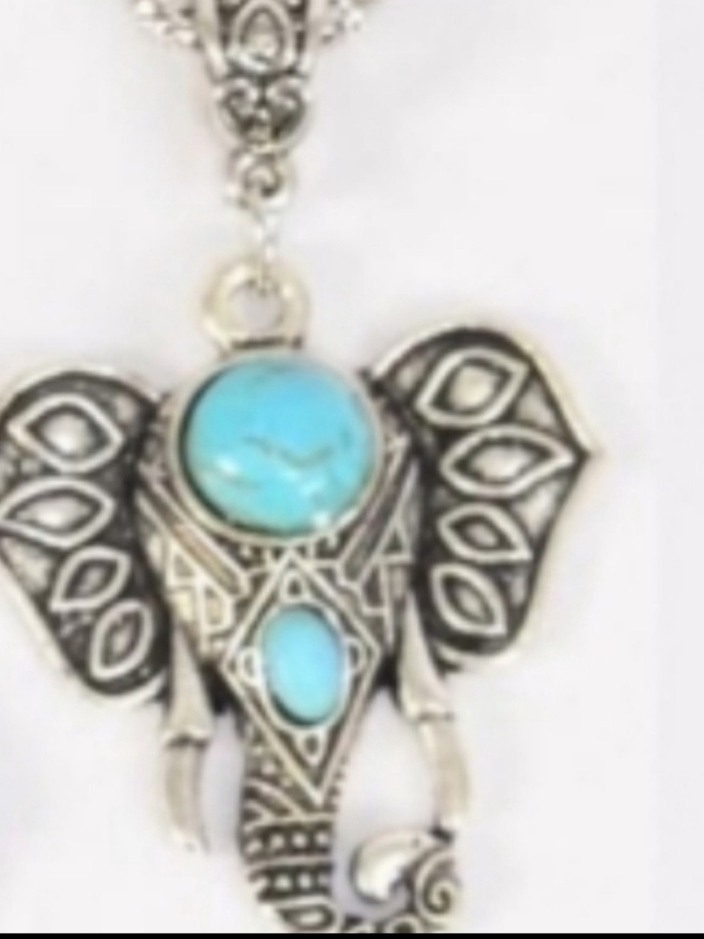 ELEPHANT Necklace Blue Stone Pendant Vintage look Silver pl NEW in pkg. Unisex
